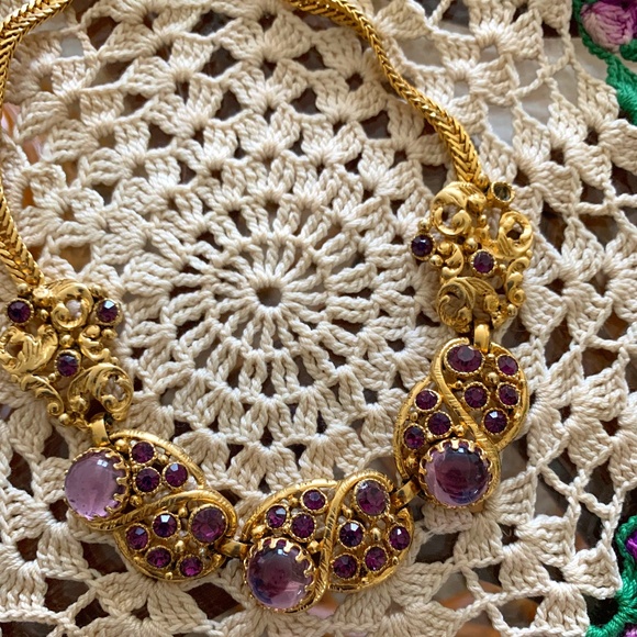 Vintage Amethyst Purple Rhinestone Necklace - Picture 1 of 4